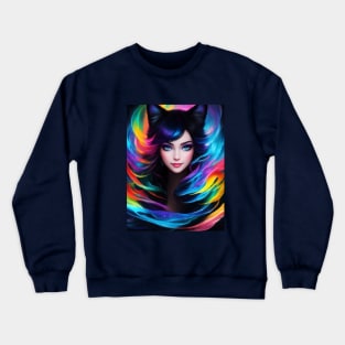 Fantasy Furry Girl Portrait Crewneck Sweatshirt